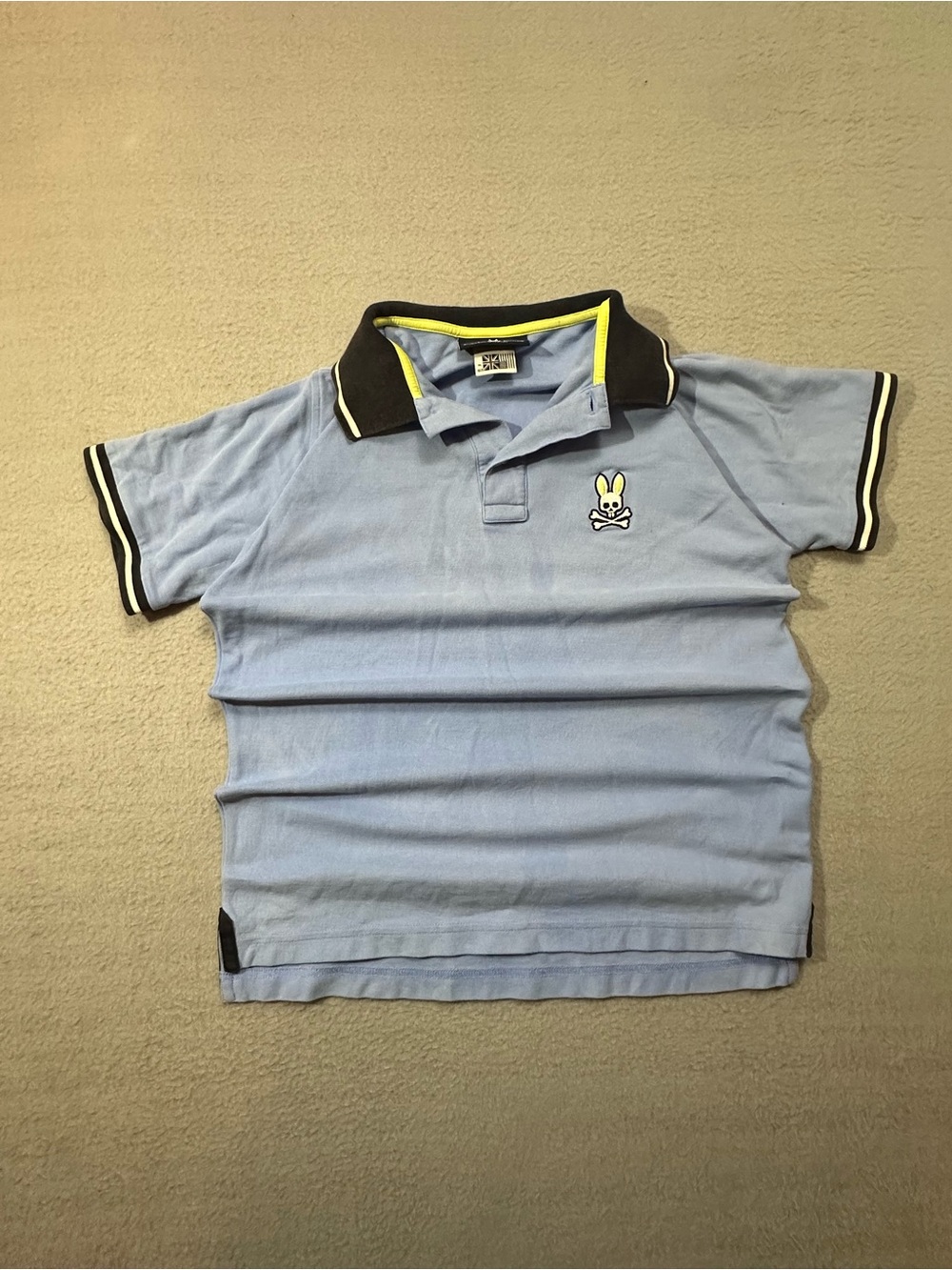 psycho bunny kids polo shirt in light blue, tagged size XL